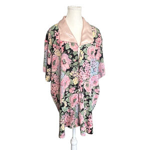 90s Victoria's Secret Gold Label Floral Oversized Nightshirt Black
